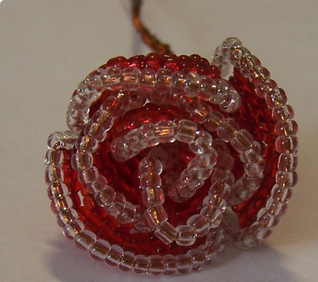 red beaded rose - beading tutorial