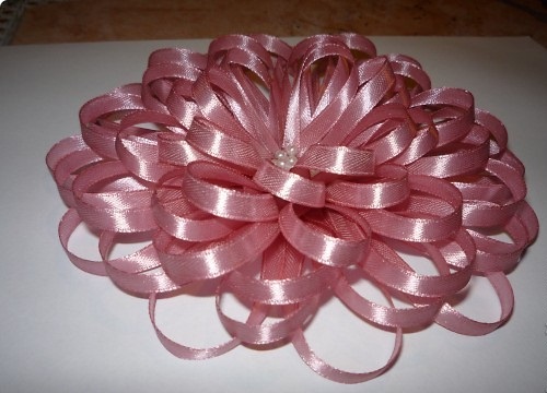 pink flower from a thin ribbon
